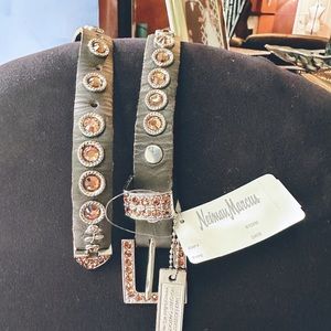 NWT Neiman Marcus Brown Belt with Swarovski Crystals